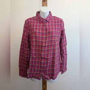 Columbia Red and Purple Plaid Shirt Large